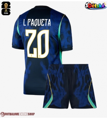 Brazílie Lucas Paqueta #20 Venkovní dres komplet pro Děti MS 2026 Krátkým Rukávem (+ Krátké kalhoty)